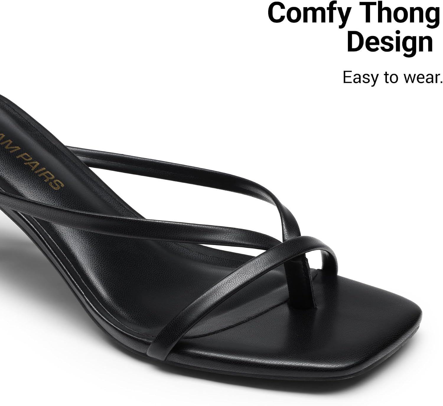 Detalle de DREAM PAIRS Kitten Heels Thong Sandals with Square Toe, Slip-On Low Heels