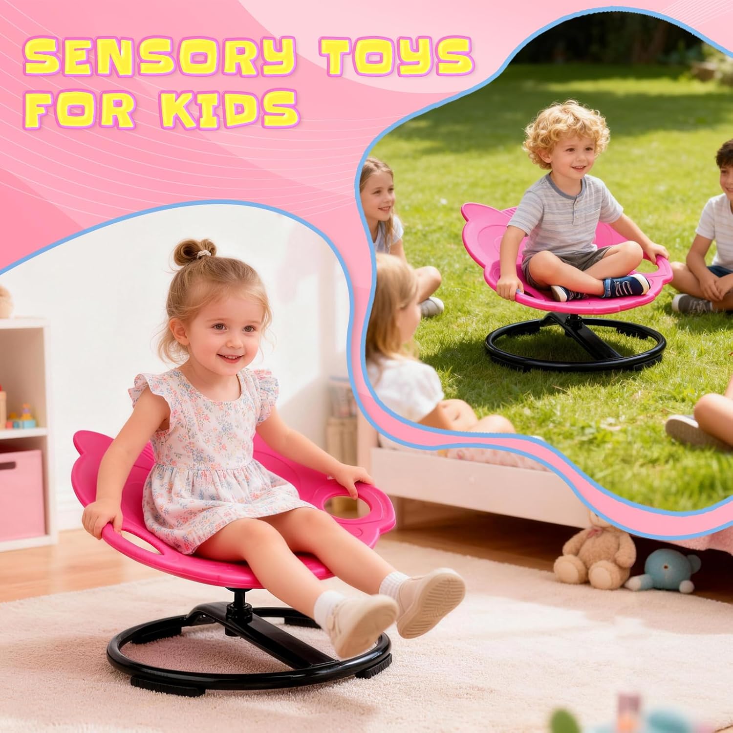 Detalle de OLUPP Spinning Chair for Autistic Kids – Rose Red Owl Swivel Sensory Toy