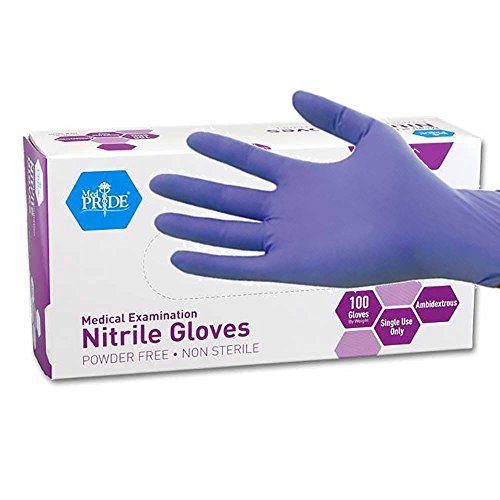 MedPride Powder-Free Nitrile Exam Gloves, Iris Blue, Medium (Box/100)
