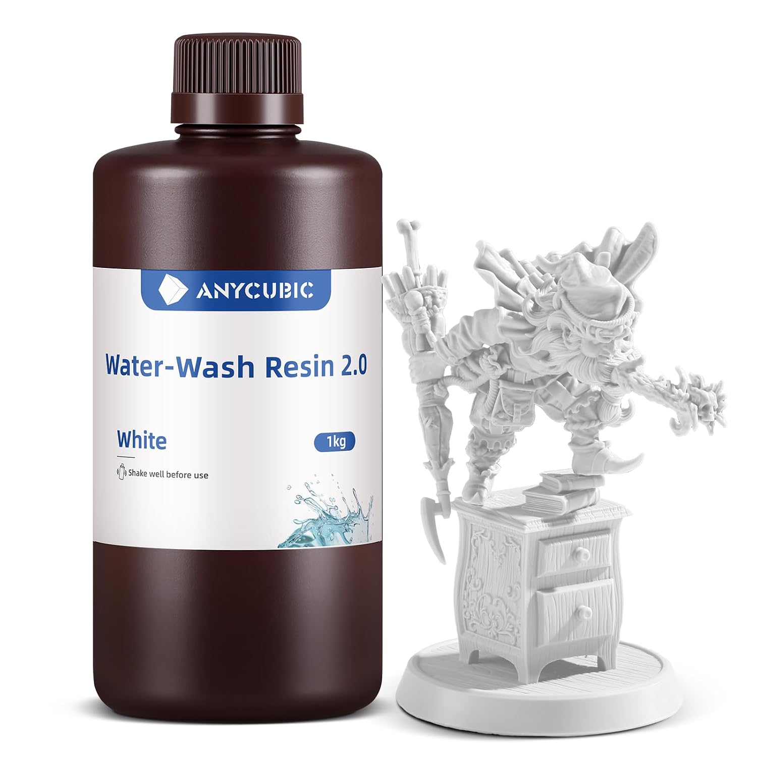 Detalle de ANYCUBIC Wasser-waschbares Resin 2.0 (405 nm) – UV-Standardharz für 4/6/8K LCD-Drucker, 1.000 g