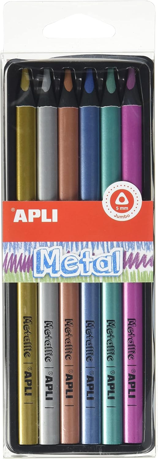 Detalle de APLI 18061 Jumbo metallic kleurpotloden, driehoekig, 6 stuks