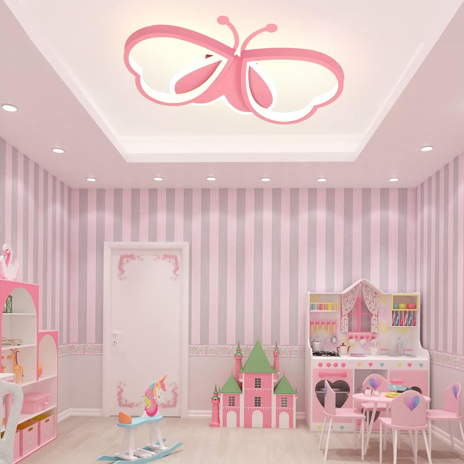 Thumbnail 4 de LUOLONG Lampada da Soffitto LED Dimmerabile a Farfalla in Rosa per Cameretta