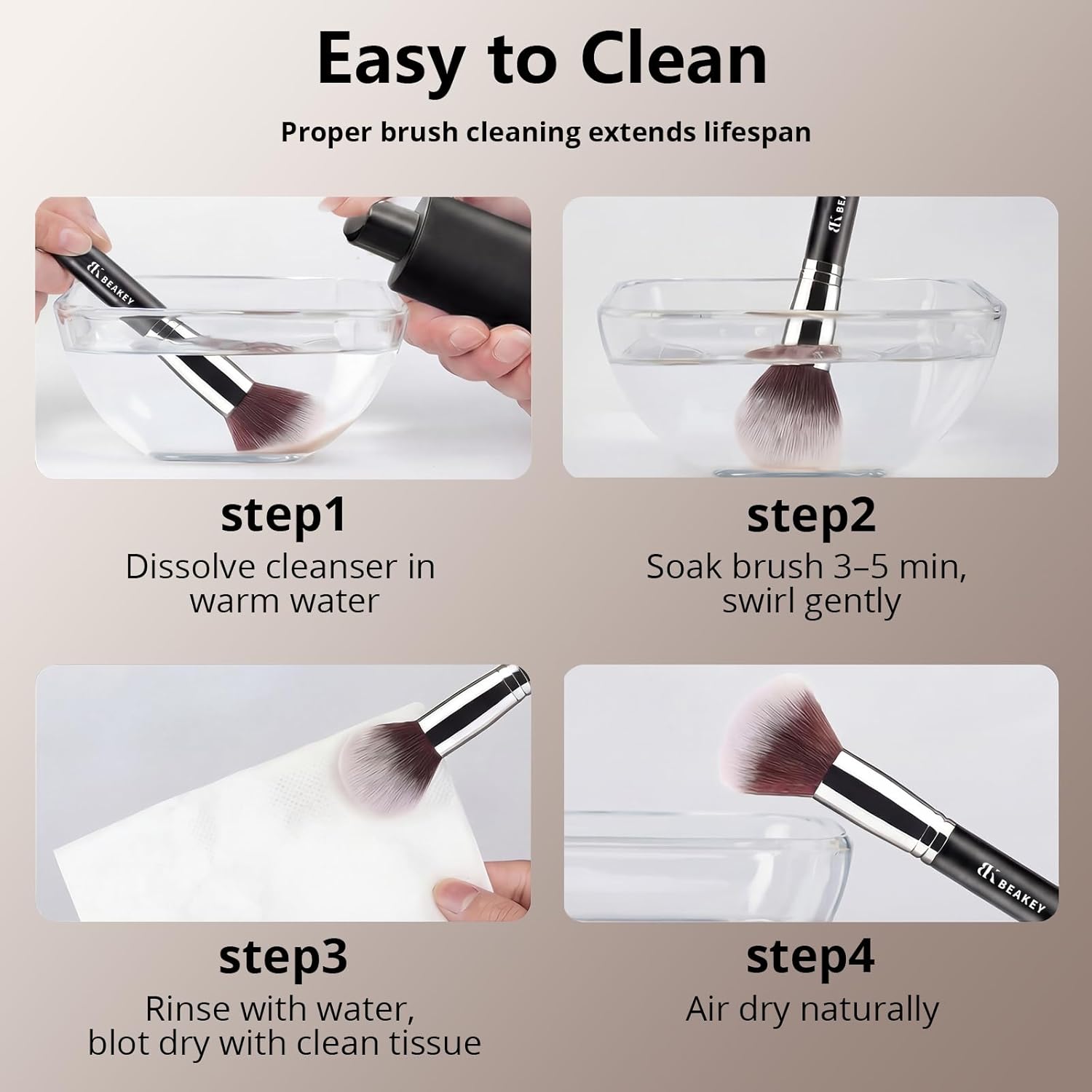 Thumbnail 6 de BEAKEY Makeup Brushes Set with 2 Sponges ๐