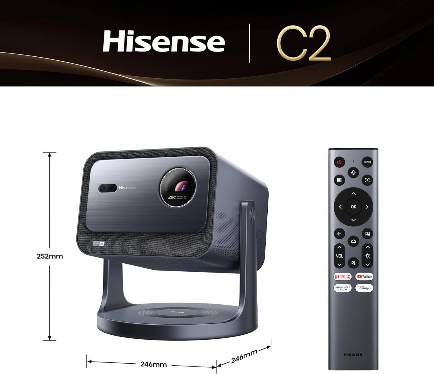 Thumbnail 4 de Hisense 4K Trichroma Mini Laser Projector C2TUK (65–300") with Dolby Vision & Atmos and JBL audio