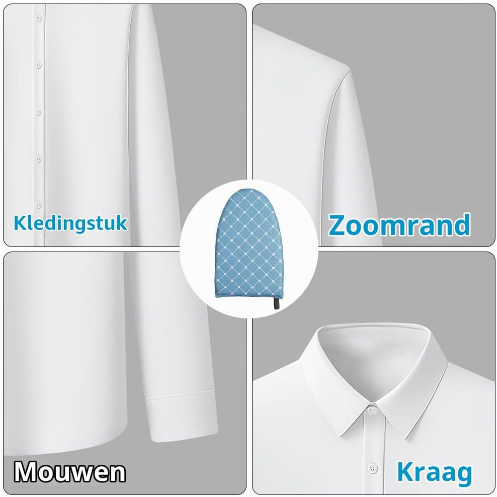 Thumbnail 6 de Vicloon stoomstrijkhandschoen met vingerlus, schuimvulling en blauw raster
