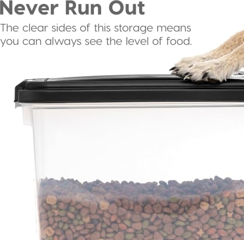 Detalle 2 de IRIS USA Airtight Pet Food Storage Rolling Container, 30 lb Capacity, Black