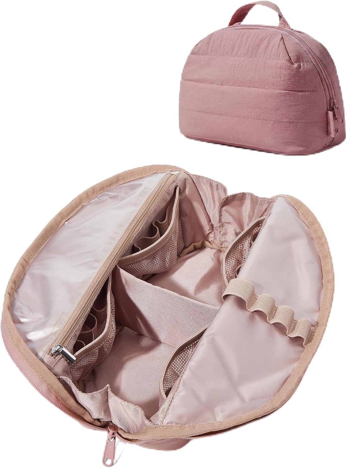 Thumbnail 6 de BAGSMART Puffer Kosmetiktasche Damen – faltbar, gepolstert, wasserabweisend, Camel