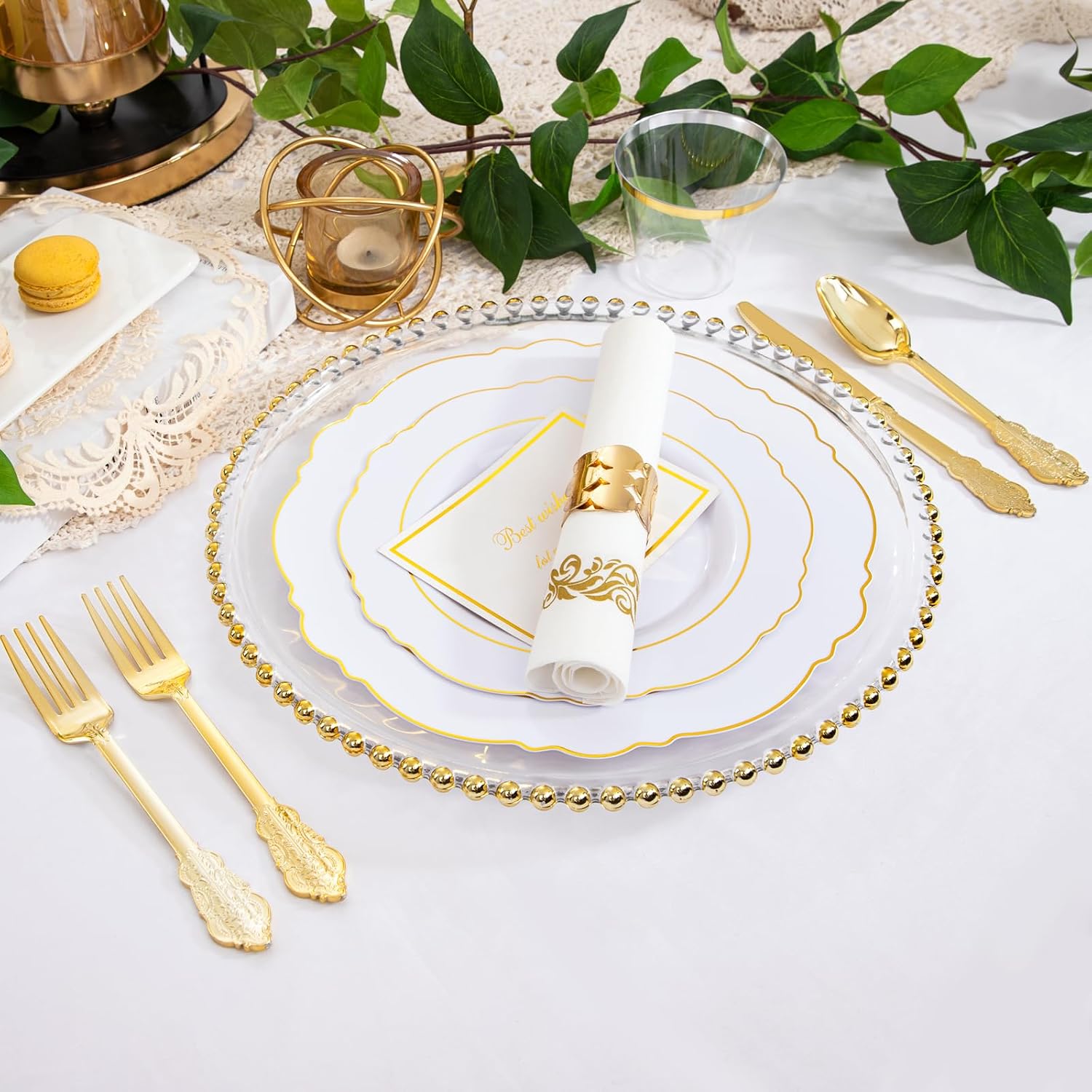 Detalle 2 de WDF Partyware Disposable Dinnerware Set, 350 Pieces