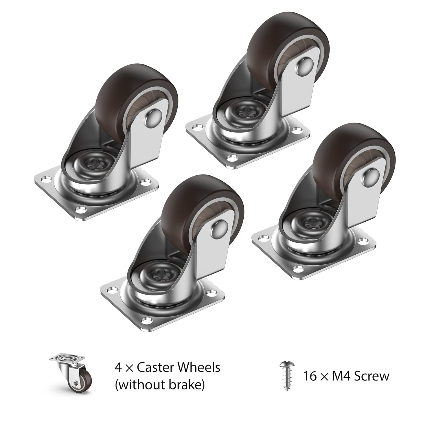Thumbnail 6 de HOLKIE 1-Inch Small Caster Wheels, 360° Swivel, TPR, Set of 4
