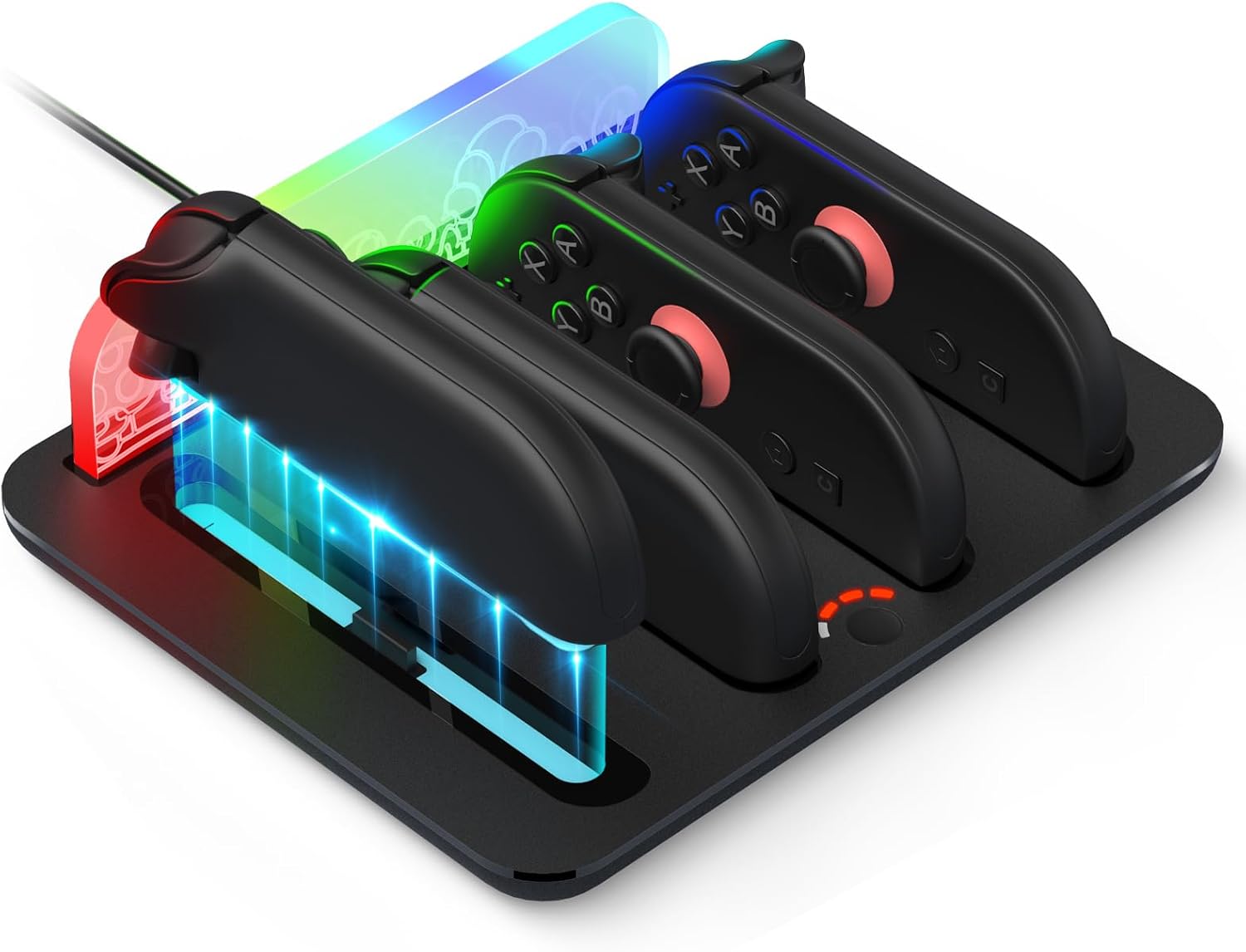 Detalle de ID CHINSION NS-05 Joy-Con Charging Dock for Switch 2 with LED and RGB Lighting