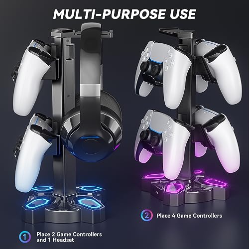 Detalle 2 de KDD Gaming Headset Halterung LED mit USB-C Ladegerät und Controller-Halter