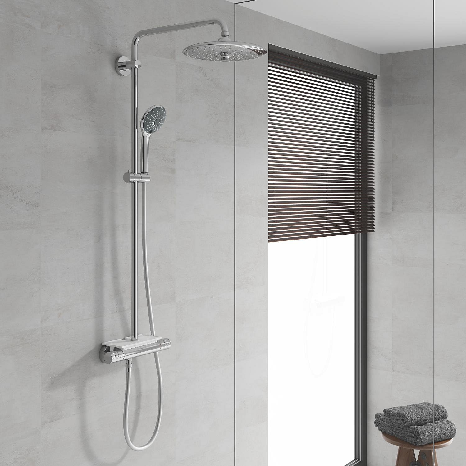Thumbnail 1 de GROHE Colonne de douche Vitalio Joy 260 avec mitigeur thermostatique — économie d’eau et douche triple jets