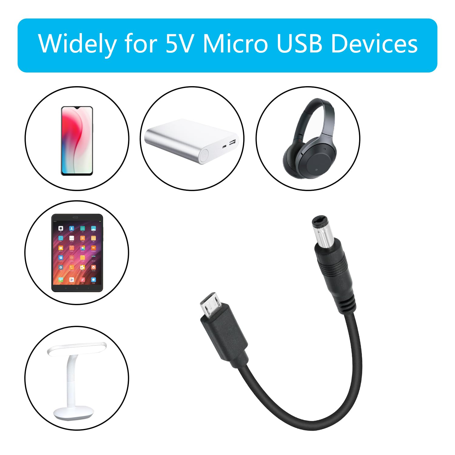 Thumbnail 4 de DC 5521 to Micro USB Power Cable