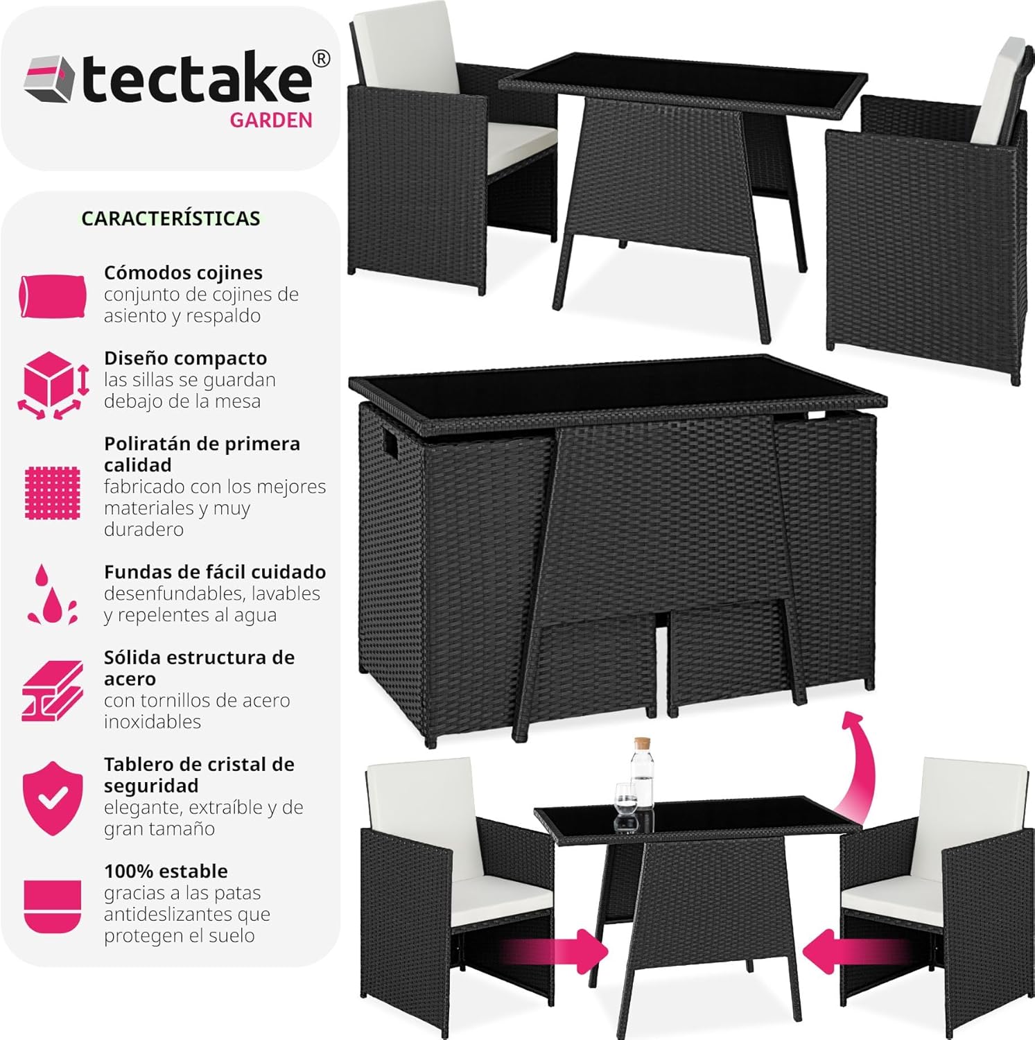 Thumbnail 2 de tectake Conjunto Jardín Ratán y Aluminio