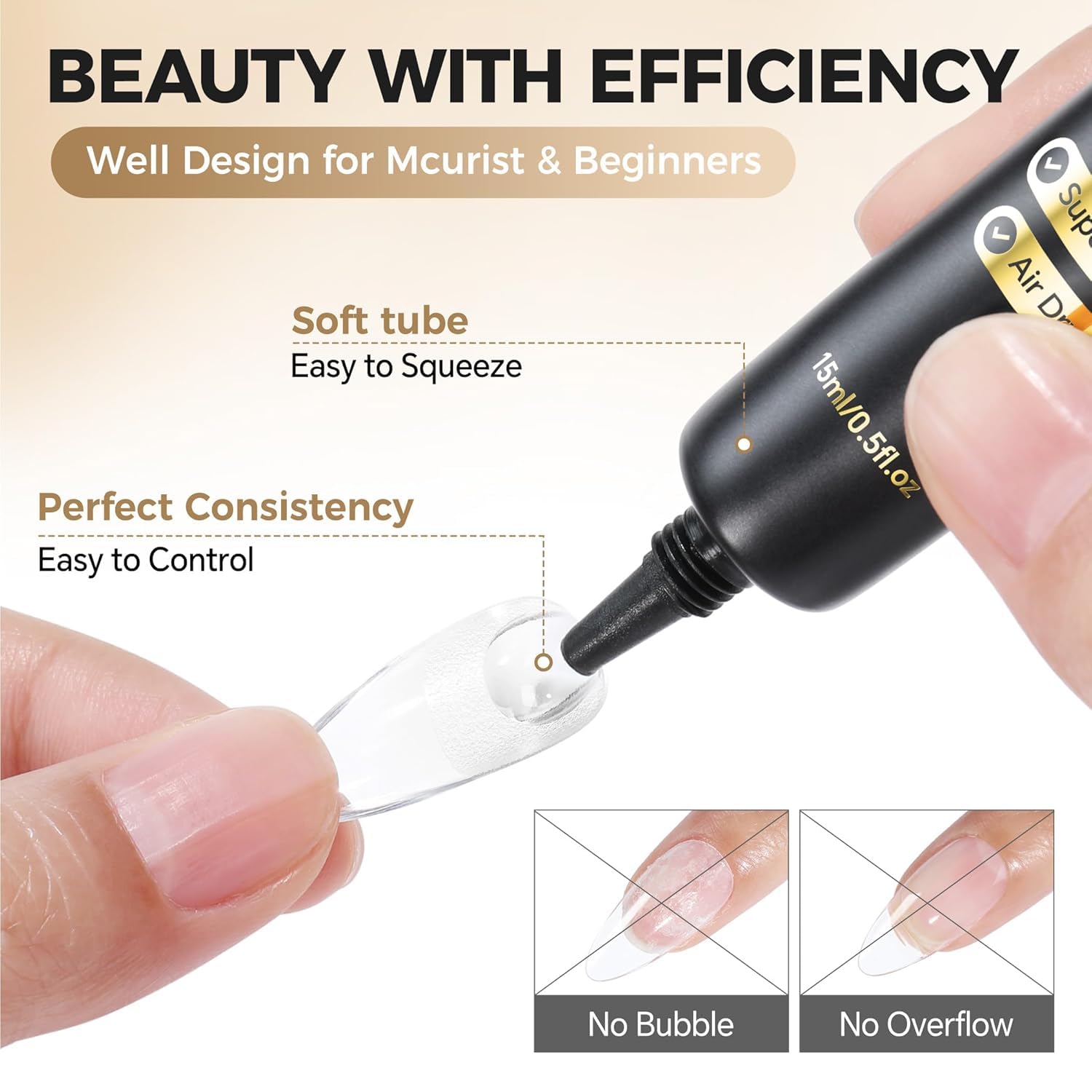 Detalle 2 de UNA GELLA Starker Nagelkleber Gel (UV-frei), 2×15 ml – Quick Dry ohne UV-/Lichtlampe