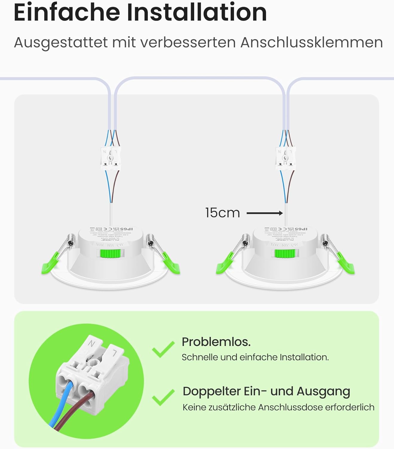 Thumbnail 5 de ALUSSO LED Einbaustrahler 230V Dimmbar Flach 68 mm, IP65 7W im 6er Set – Weiß