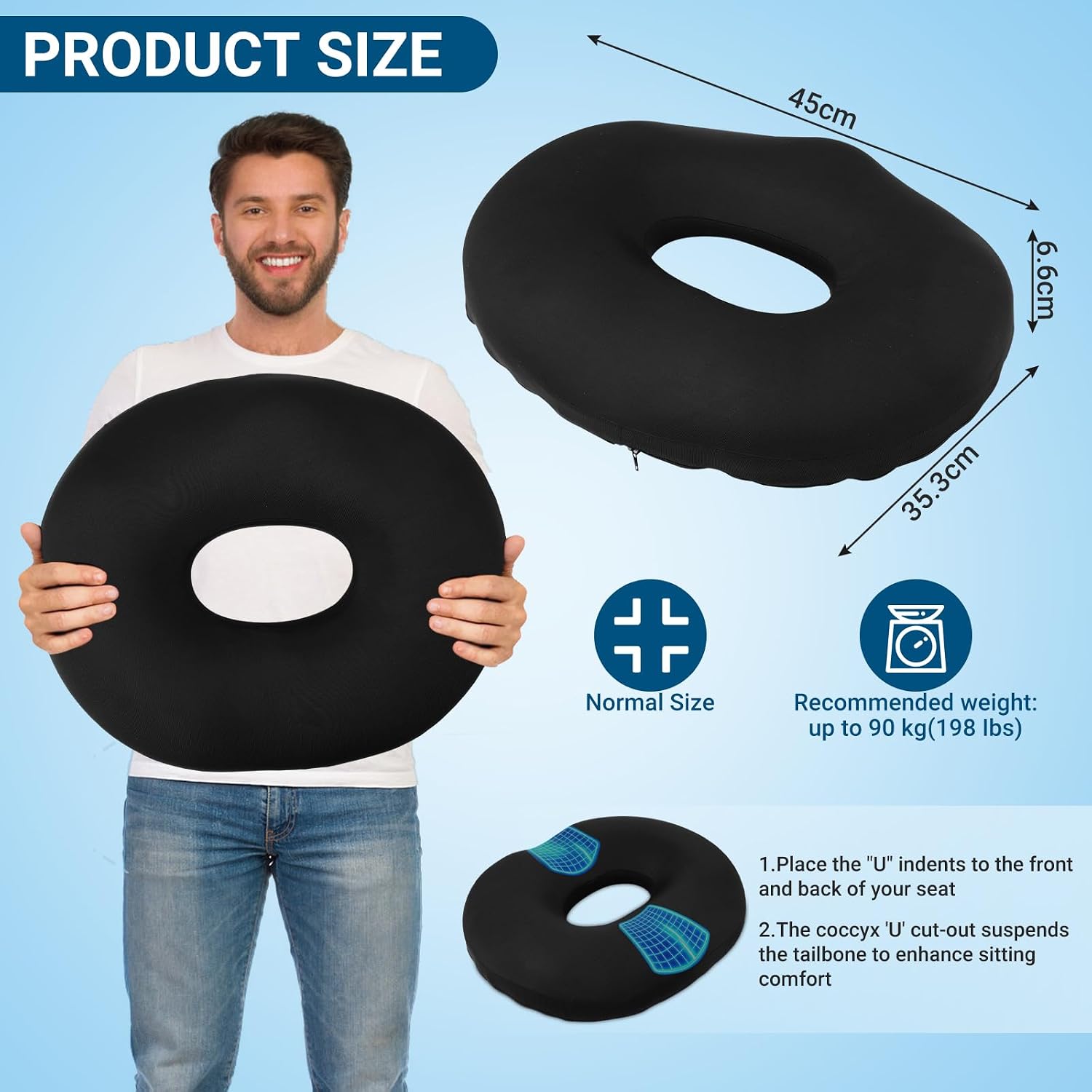 Thumbnail 1 de WQDD STANPET Cuscino Ciambella Memory Foam: comfort mirato per la seduta prolungata