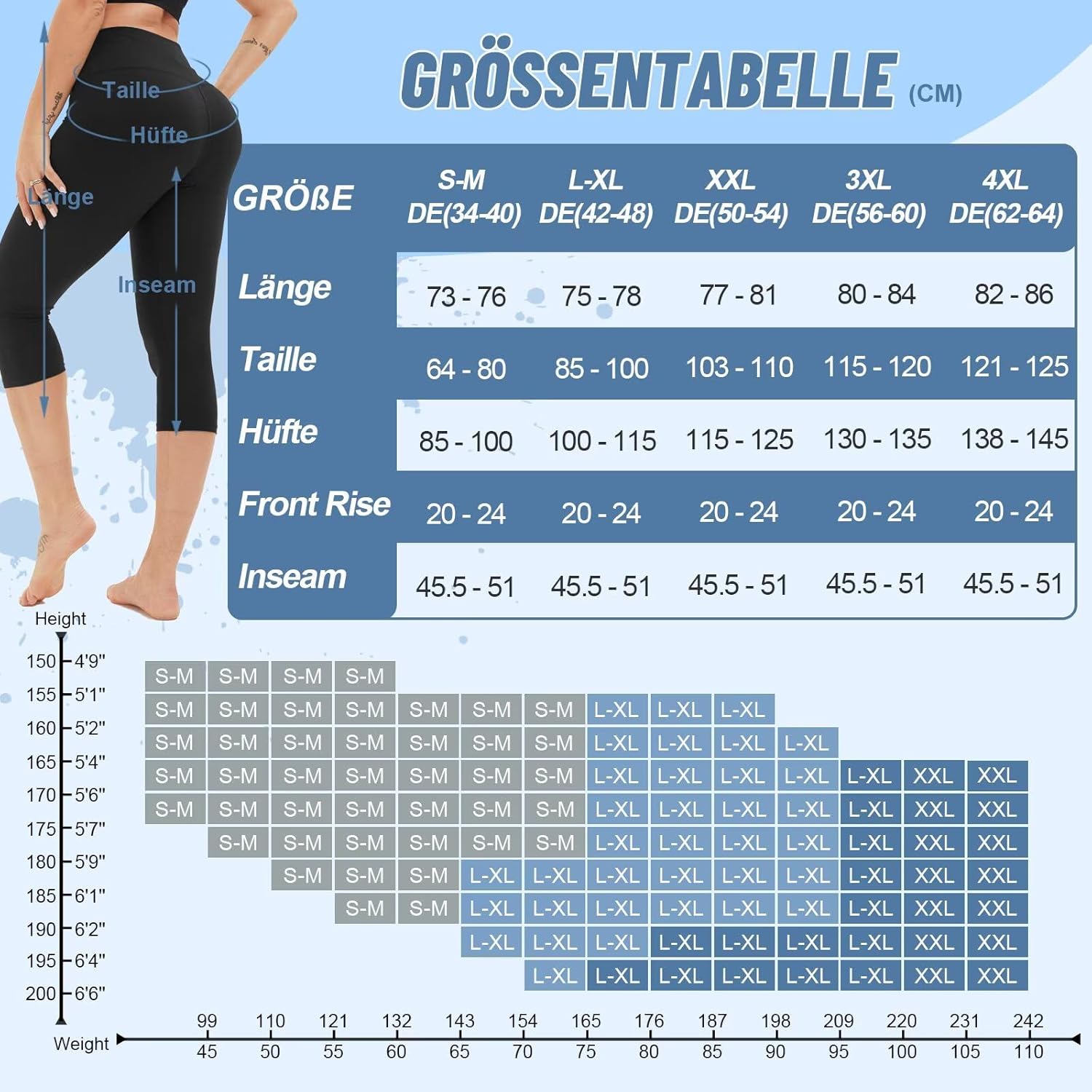 Thumbnail 4 de TNNZEET 3er Pack Capri-Leggings Damen (7/8) mit hoher Taille für Sport & Alltag