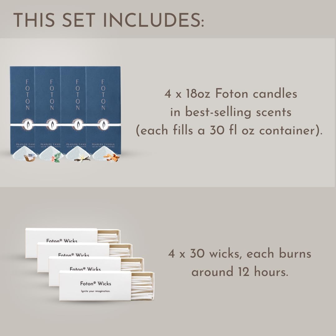 Thumbnail 1 de Foton Pearled Candle Bestsellers Gift Scented Bundle 18oz 4-Pack