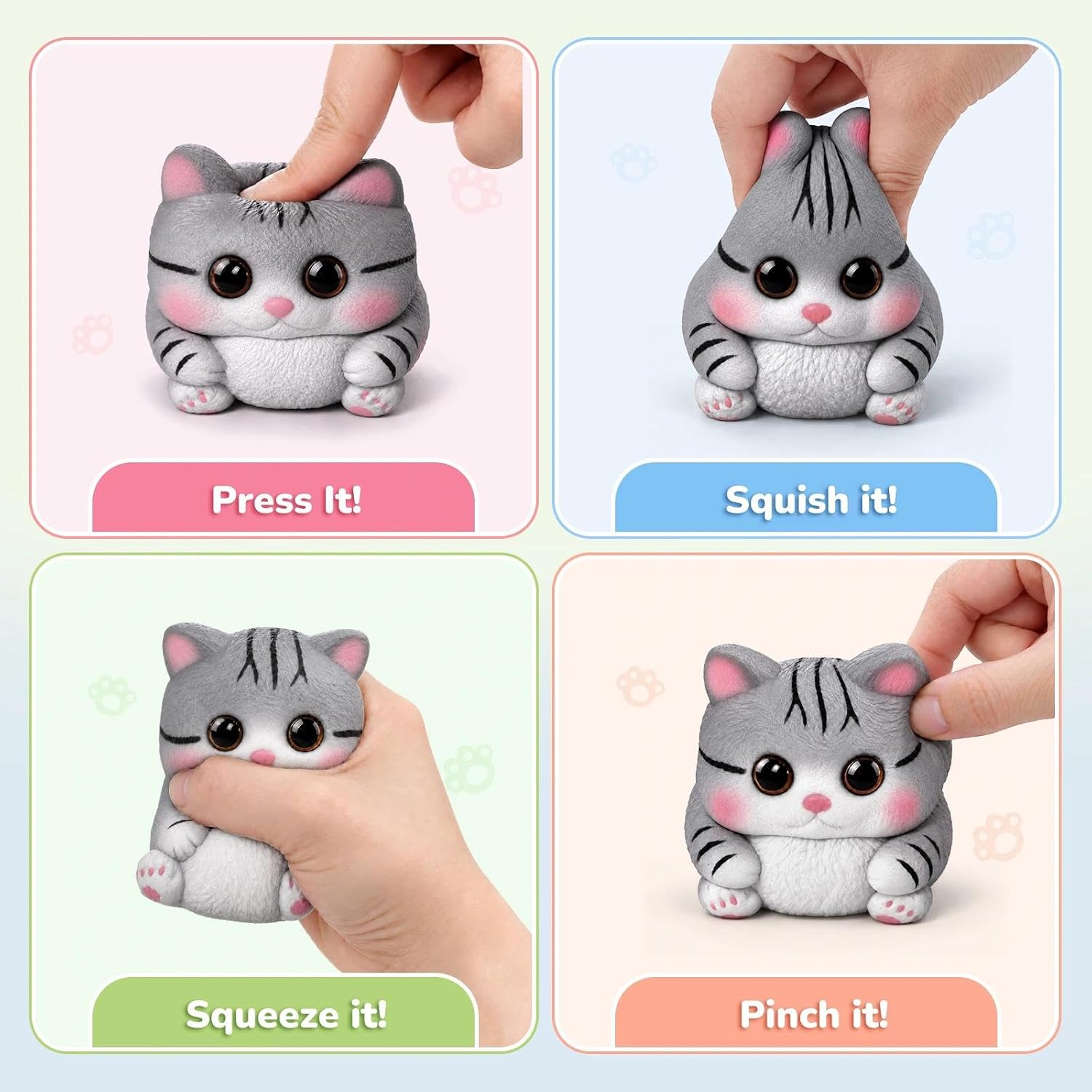 Detalle 2 de Reenovan Cat Squishy Toy: Soft TPR Stress Relief Fidget for Kids and Adults