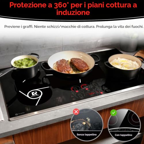 Detalle 2 de KitchenRaku Copri Piano Induzione in silicone, 5 pezzi antiscivolo neri