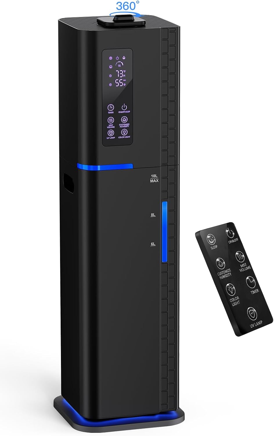 Detalle de Zeova HQ-JS2325-01 Ultrasonic Cool-Mist Humidifier, 10 L, Top-Fill, 3 Mist Levels