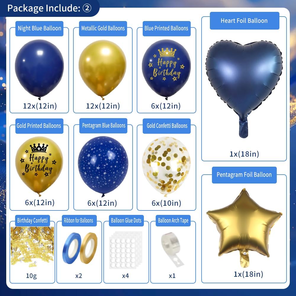 Thumbnail 2 de Geburtstagsdeko Blau Gold Party-Set 🎉