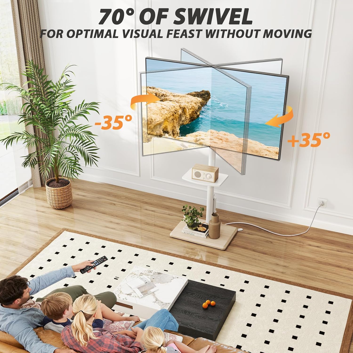 Thumbnail 3 de TVON Floor TV Stand with Power Outlet for 32-65 inch TVs up to 88 lbs