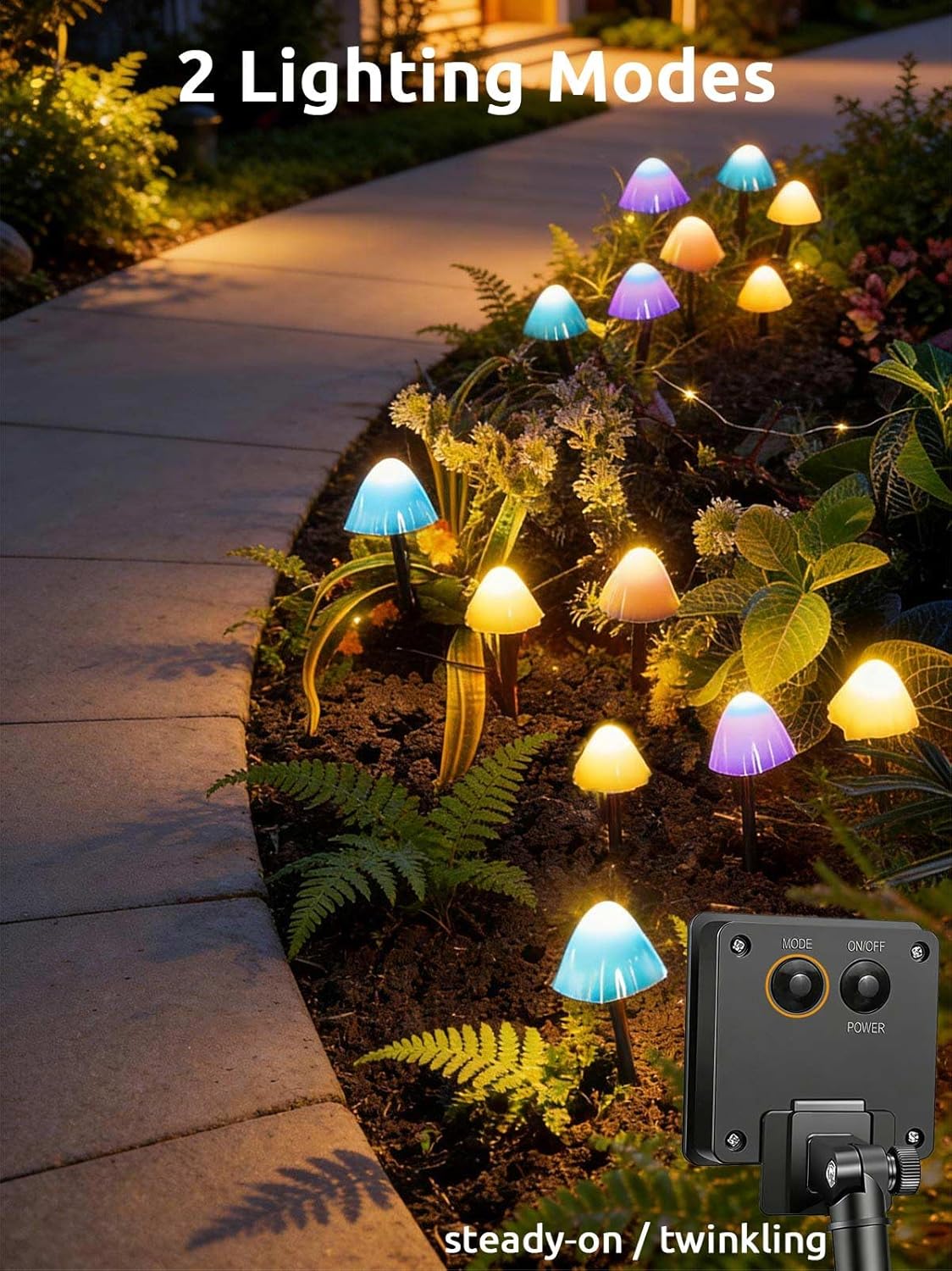 Detalle de Joycome Solar Garden Ornaments: 5M 20 LED Mushroom Solar Lights for Outdoor Spaces