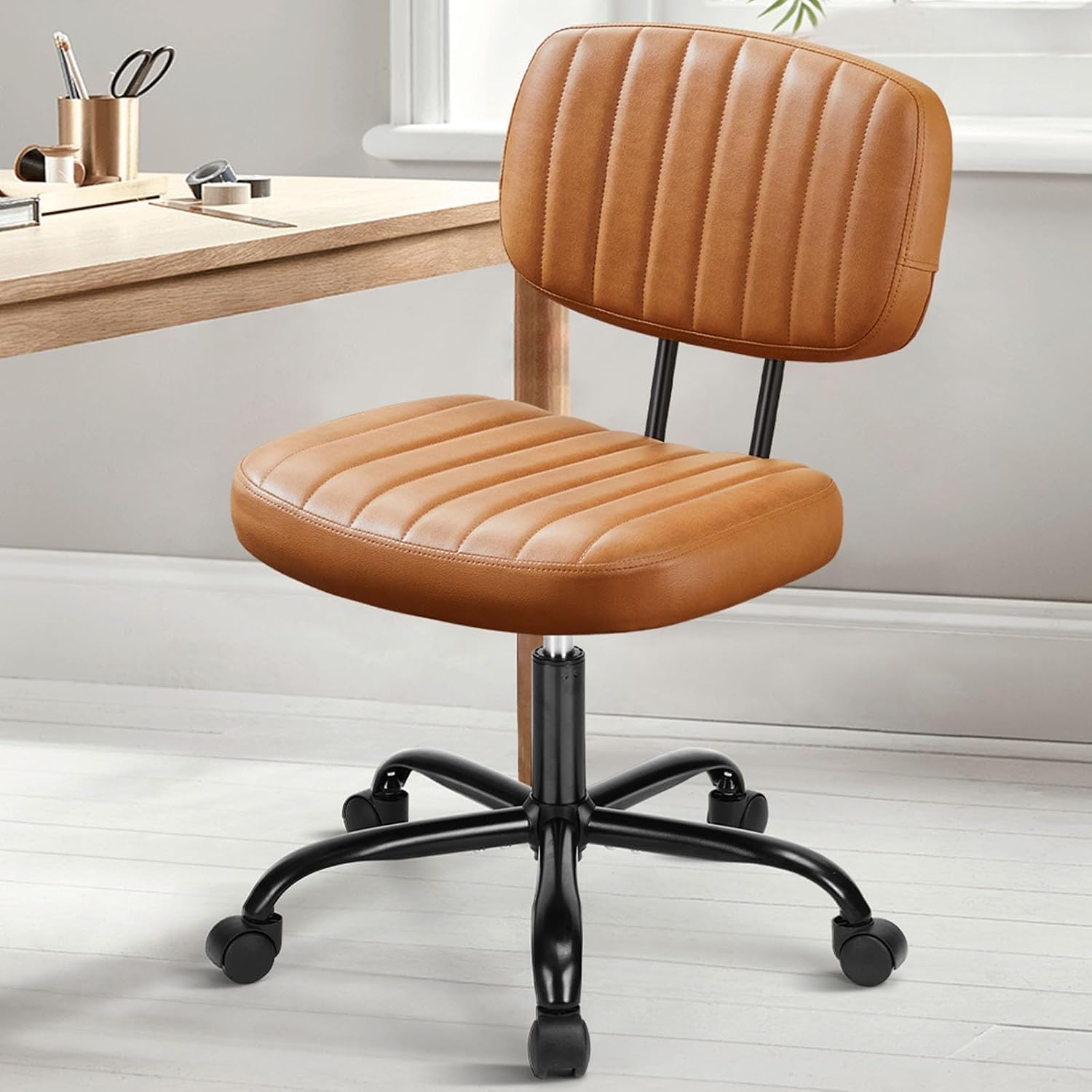 Detalle de DUMOS Armless Desk Chair, PU Leather