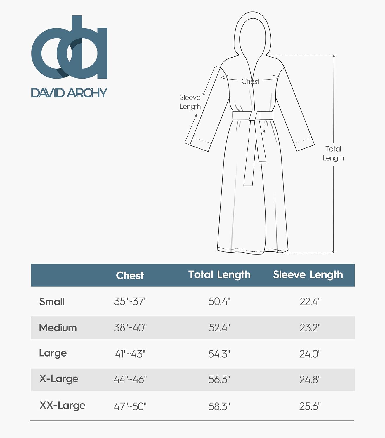 Thumbnail 6 de DAVID ARCHY Men's Full-Length Hooded Plush Fleece Robe