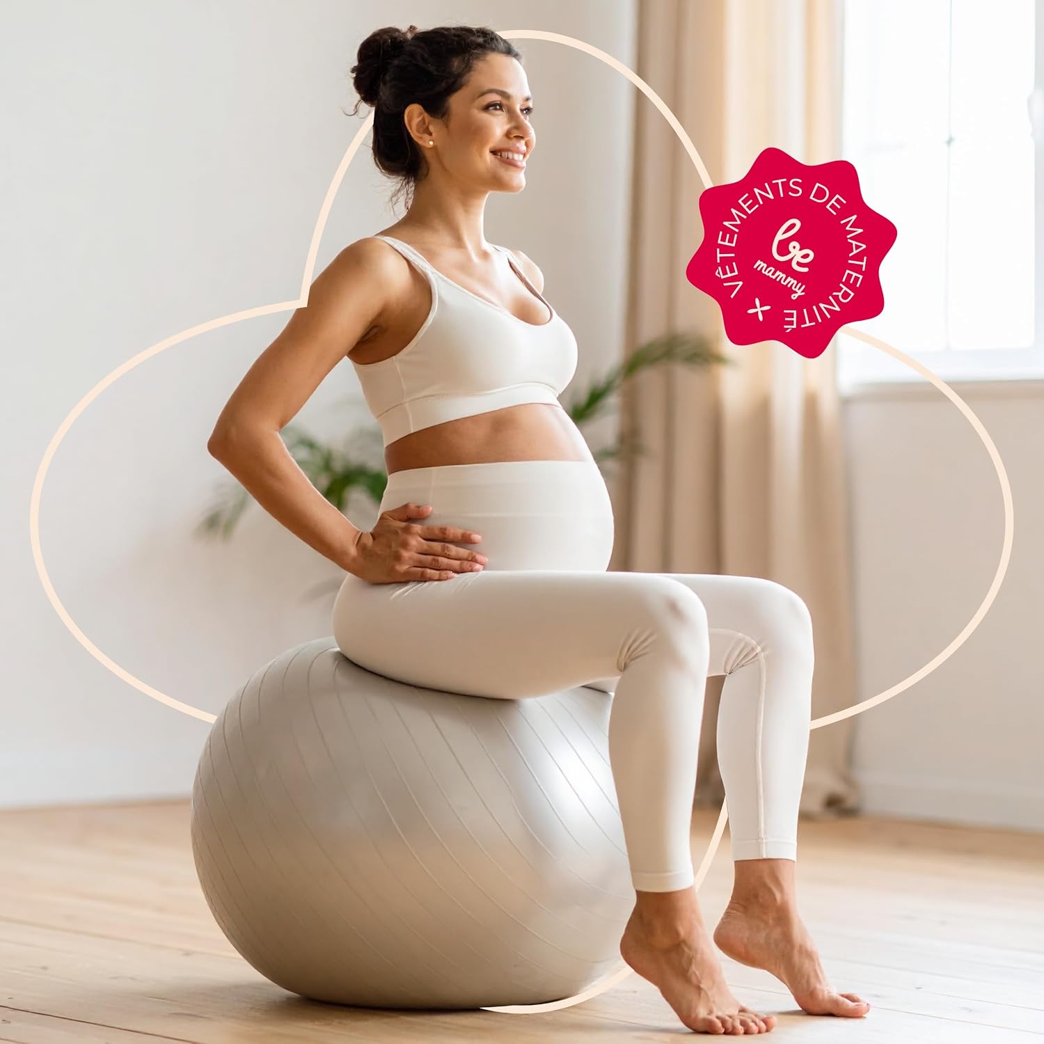 Detalle 2 de Be Mammy Legging de grossesse femme long BE20-230, taille haute confortable et doux pour la peau