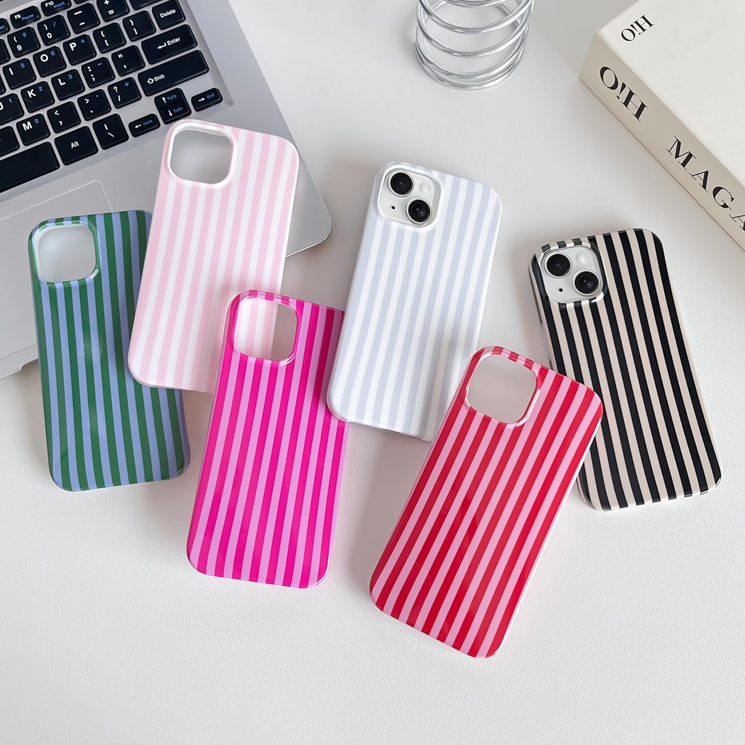 Thumbnail 6 de SmoBea iPhone 14 Case – Cute Striped Slim TPU, Pink and Yellow