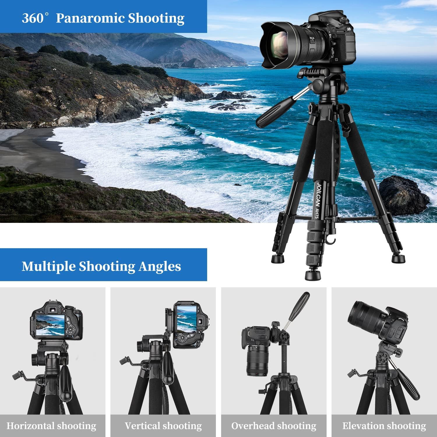 Thumbnail 3 de JOILCAN 74" Camera Tripod 188cm, 14 lb capacity