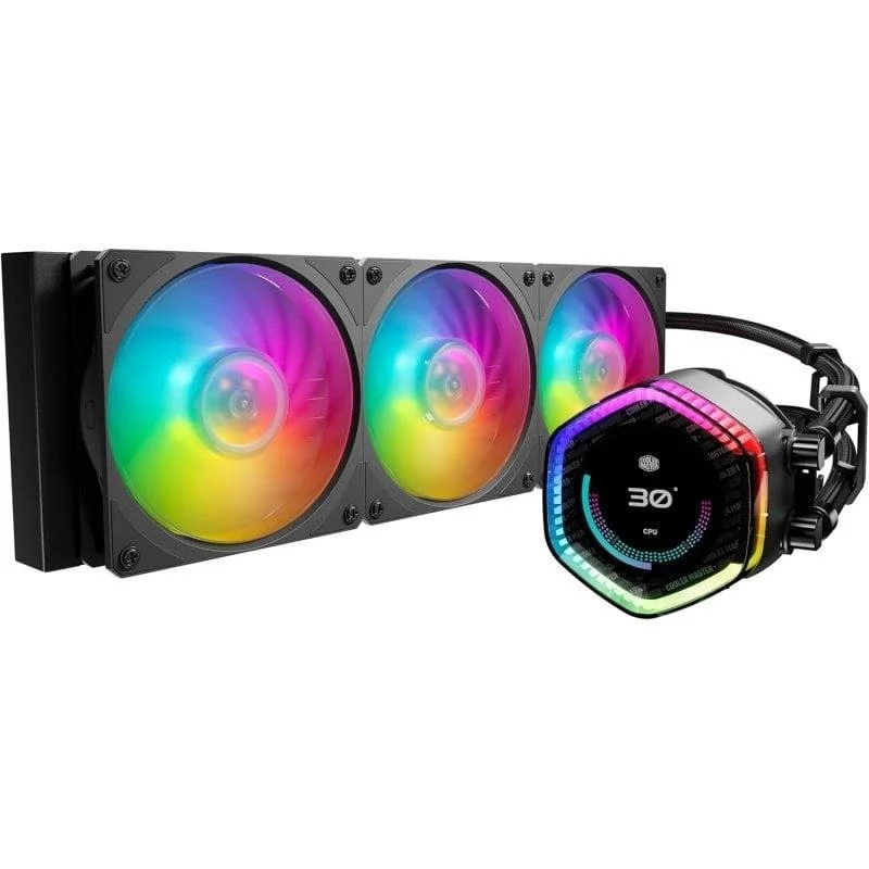 Detalle de Cooler Master MasterLiquid 360 ION ARGB Kit: refrigeración líquida 360 mm con pantalla LCD para PC potente y con estilo