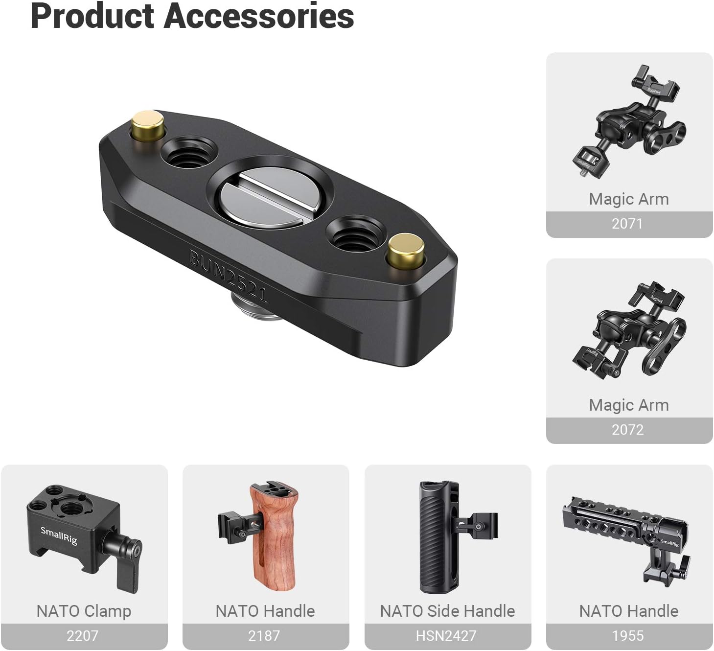 Detalle de SmallRig NATO Rail 2521B avec vis de positionnement ARRI 48 mm