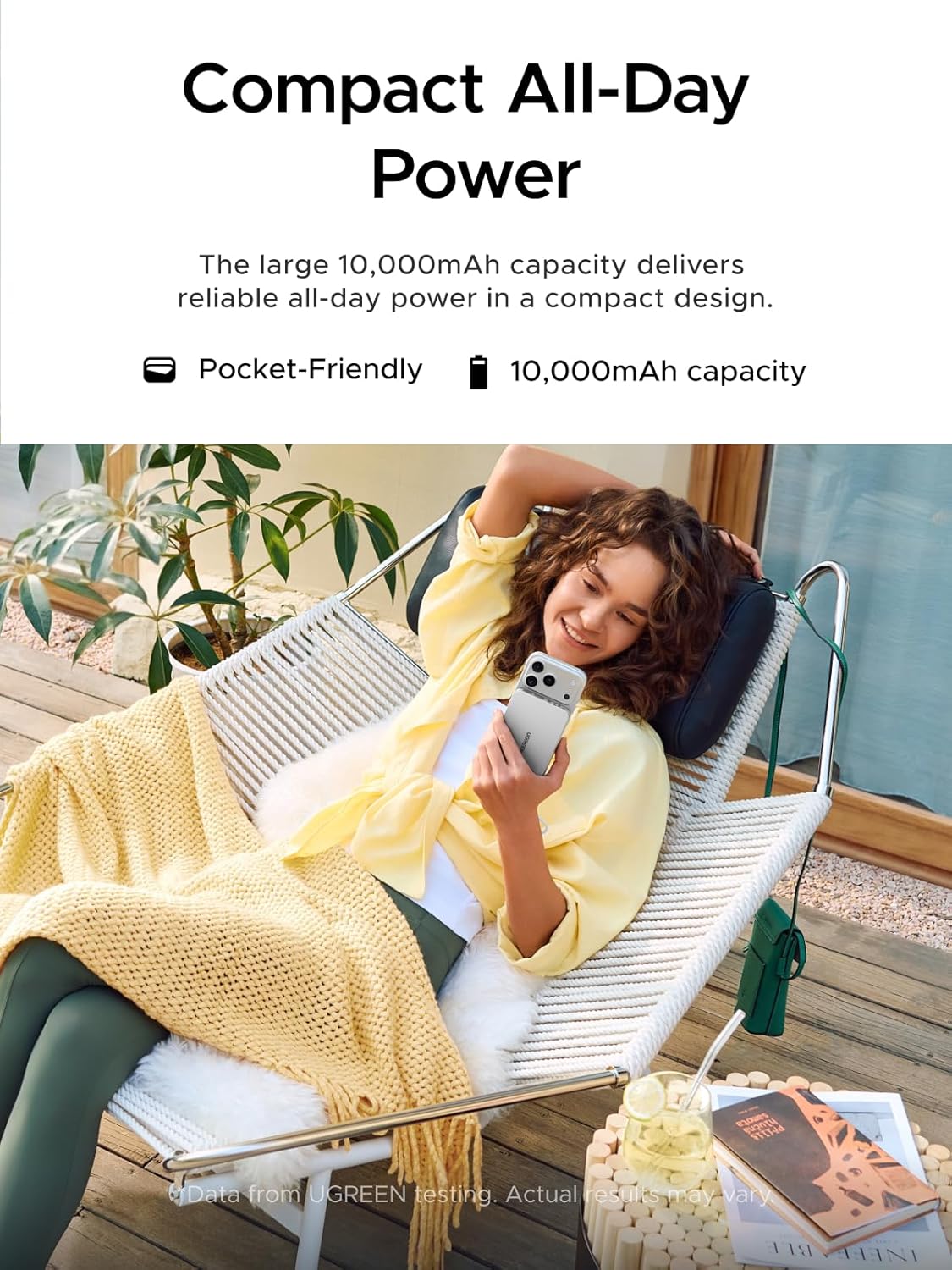 Thumbnail 3 de UGREEN MagFlow Air Qi2 15W Batteria Esterna 10000mAh – ultrasottile, ricarica wireless Qi2 e USB-C 30W (Bianco)