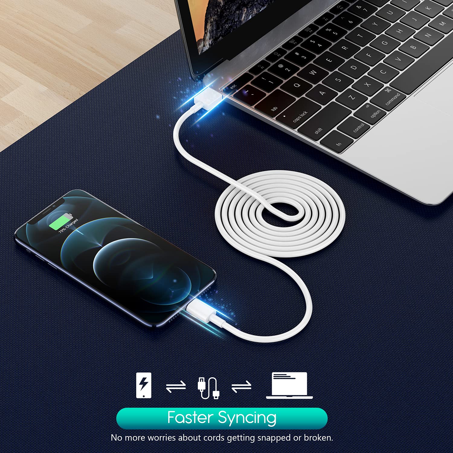 Thumbnail 2 de Extra Long iPhone Charger 10FT 2-Pack