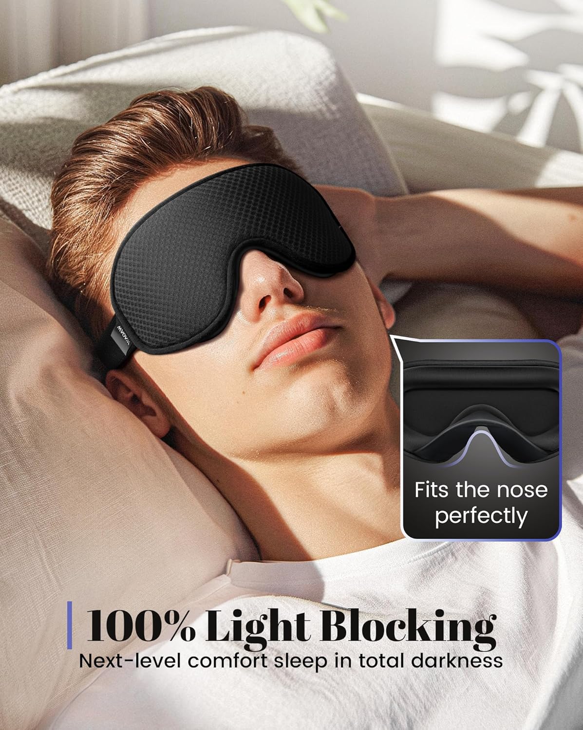 Detalle de WAOAW Sleep Mask Blackout 3D Adjustable for Travel 😴