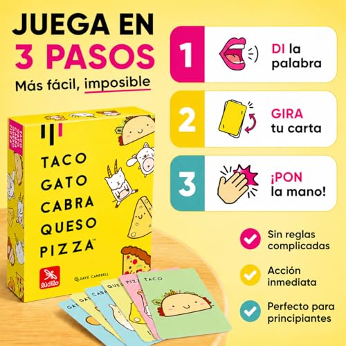 Detalle de Ludilo Taco Gato Cabra Queso Pizza: juego de cartas para 3–8 jugadores