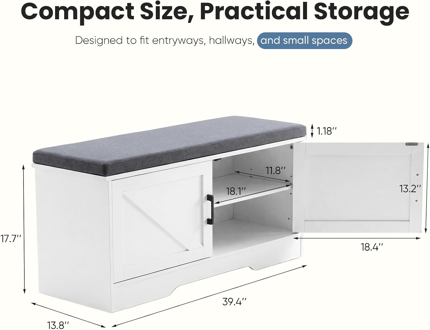 Detalle de NEWBULIG Shoe Storage Bench, 39.4-inch