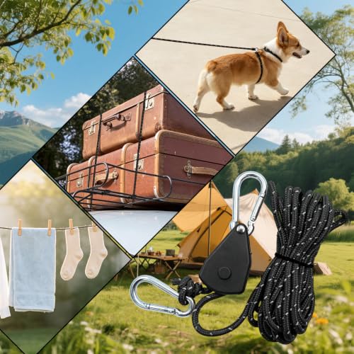 Detalle de LEIMEND Abspannseile mit Seilspanner Set – 6er Pack Zeltschnur + 6 Erdspieße