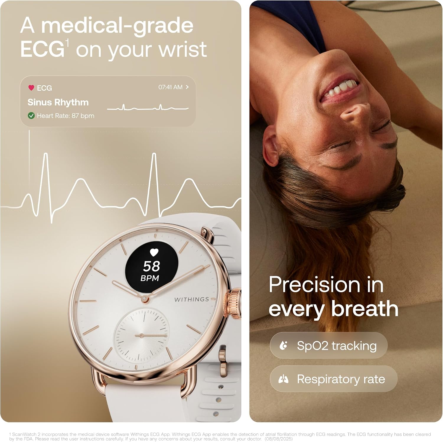 Detalle 2 de WITHINGS ScanWatch 2 hybrid smartwatch 35-day battery