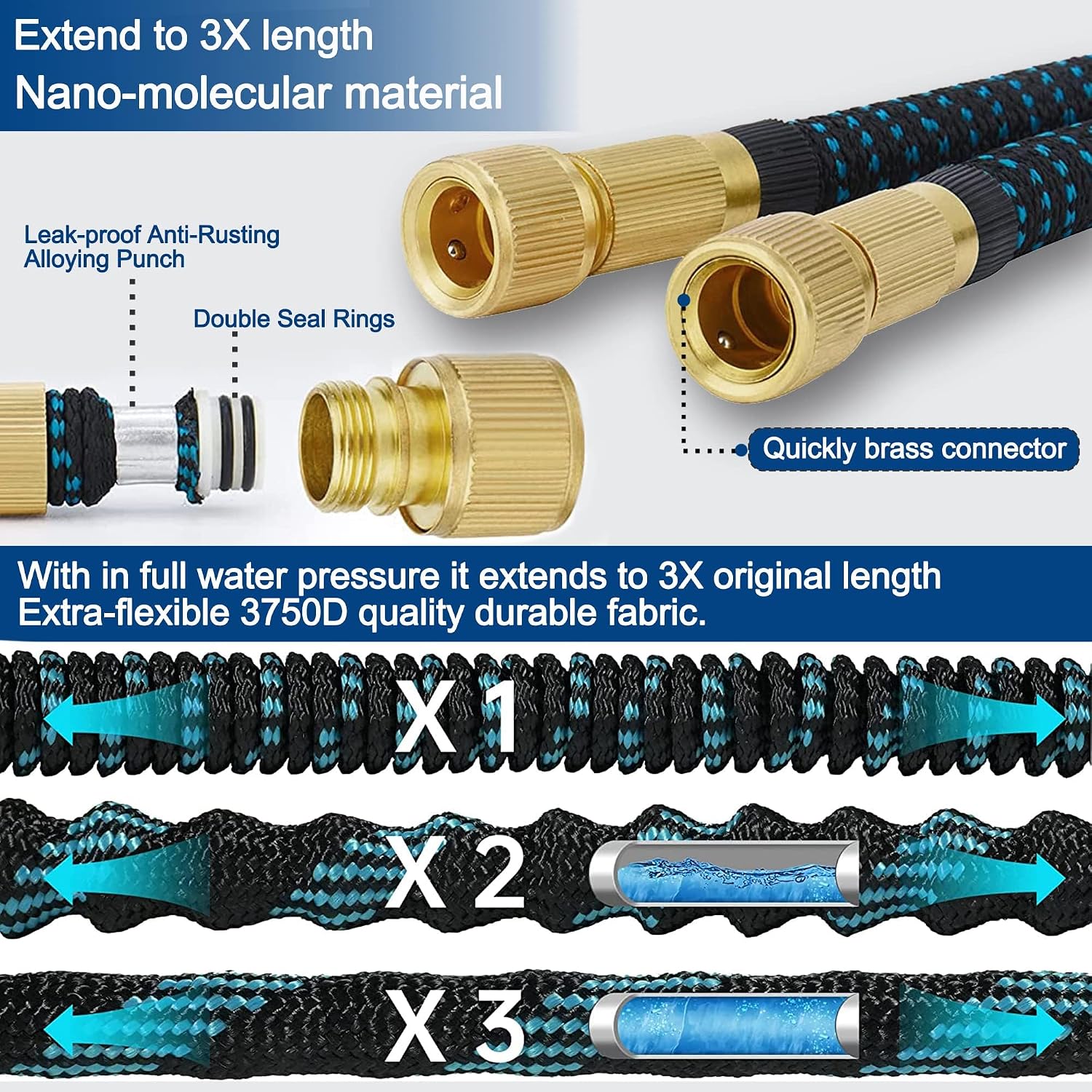 Thumbnail 3 de Garden Hose 100FT Retractable Hose with 3/4" Fitting and 16mm Universal Adapter
