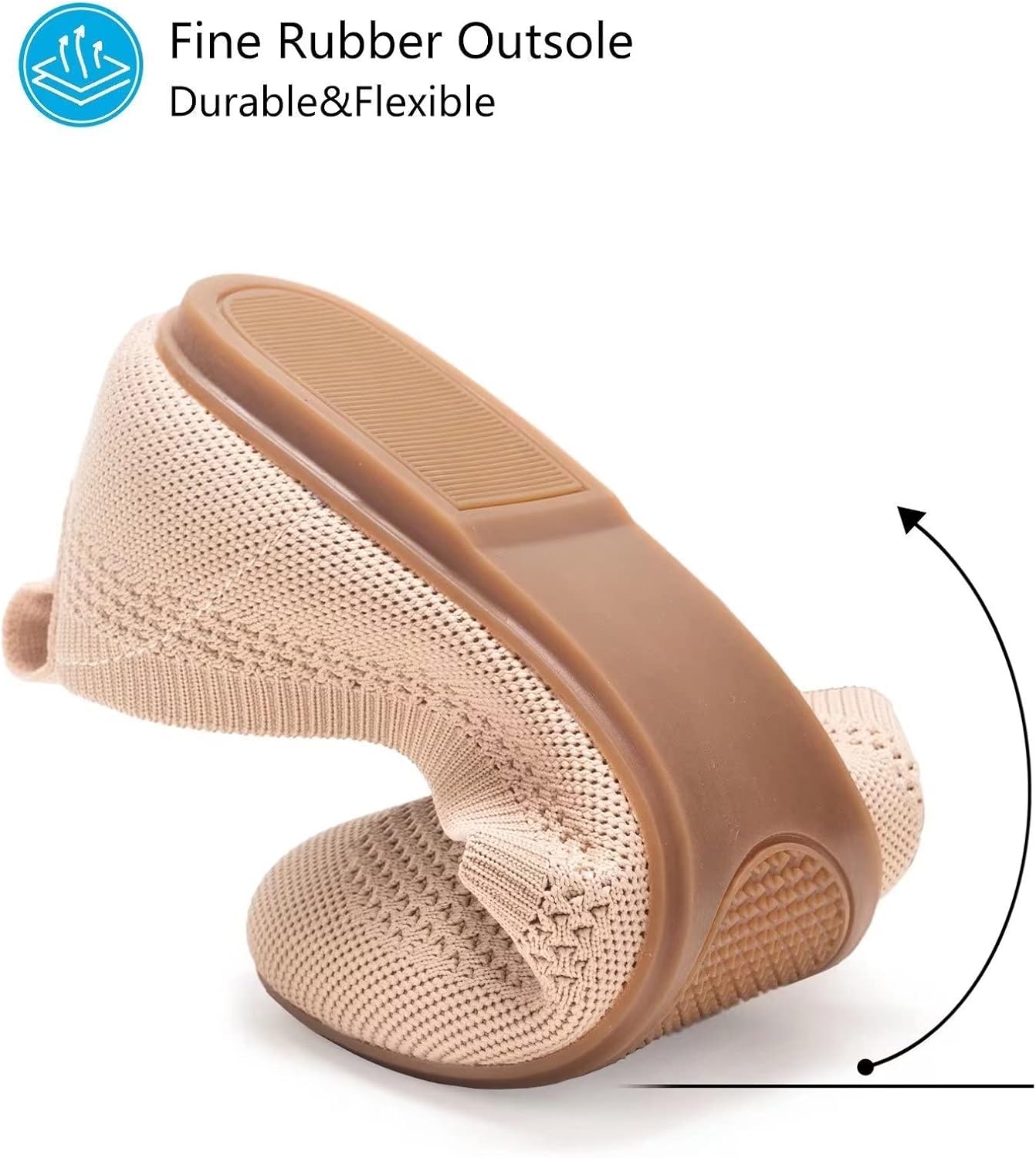 Detalle de Frank Mully Damen Ballerinas Slip On Knit – Runde Zehe, leichte Polsterung