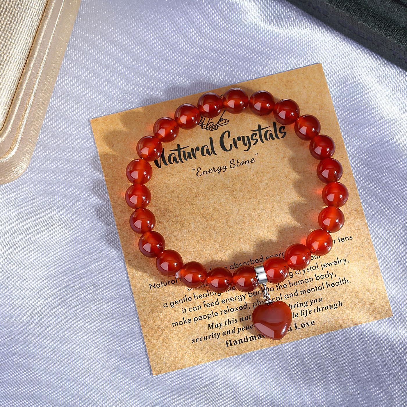 Thumbnail 1 de XIANNVXI Herz-Armband für Damen mit Korallina-Perlen, 8 mm – elastisches Perlenarmband als Schmuck- und Geschenkidee