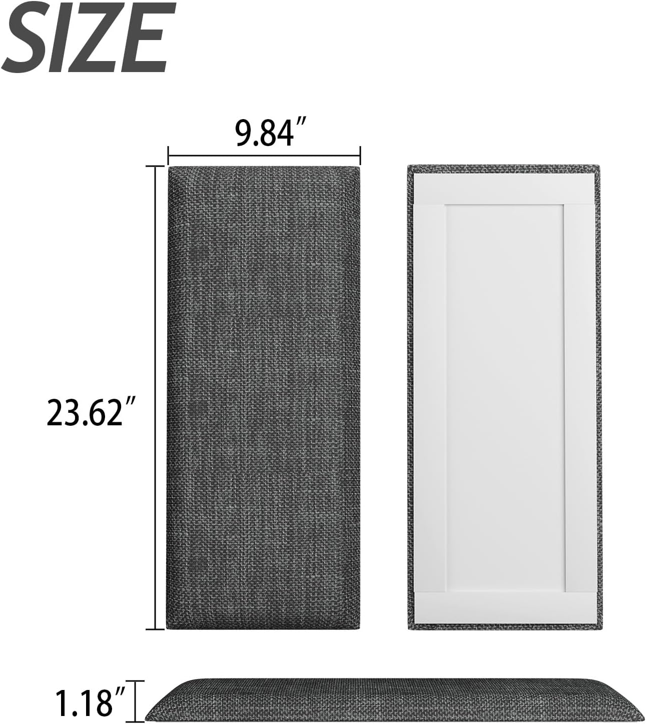Detalle de Greymond CTBB22 Upholstered Wall-Mounted Headboard, Dark Grey, Terry Cloth, 9-Pack