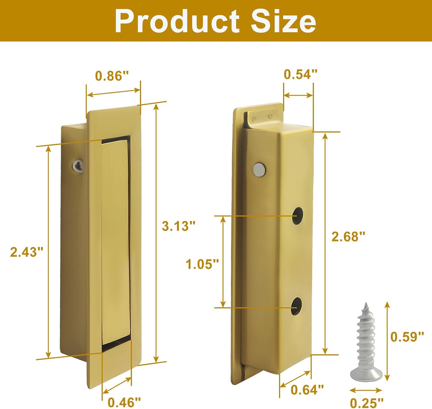 Thumbnail 2 de Cjueiom Recessed Pocket Door Pull Handle – Edge Flush, Hidden Finger Pull, Gold Finish