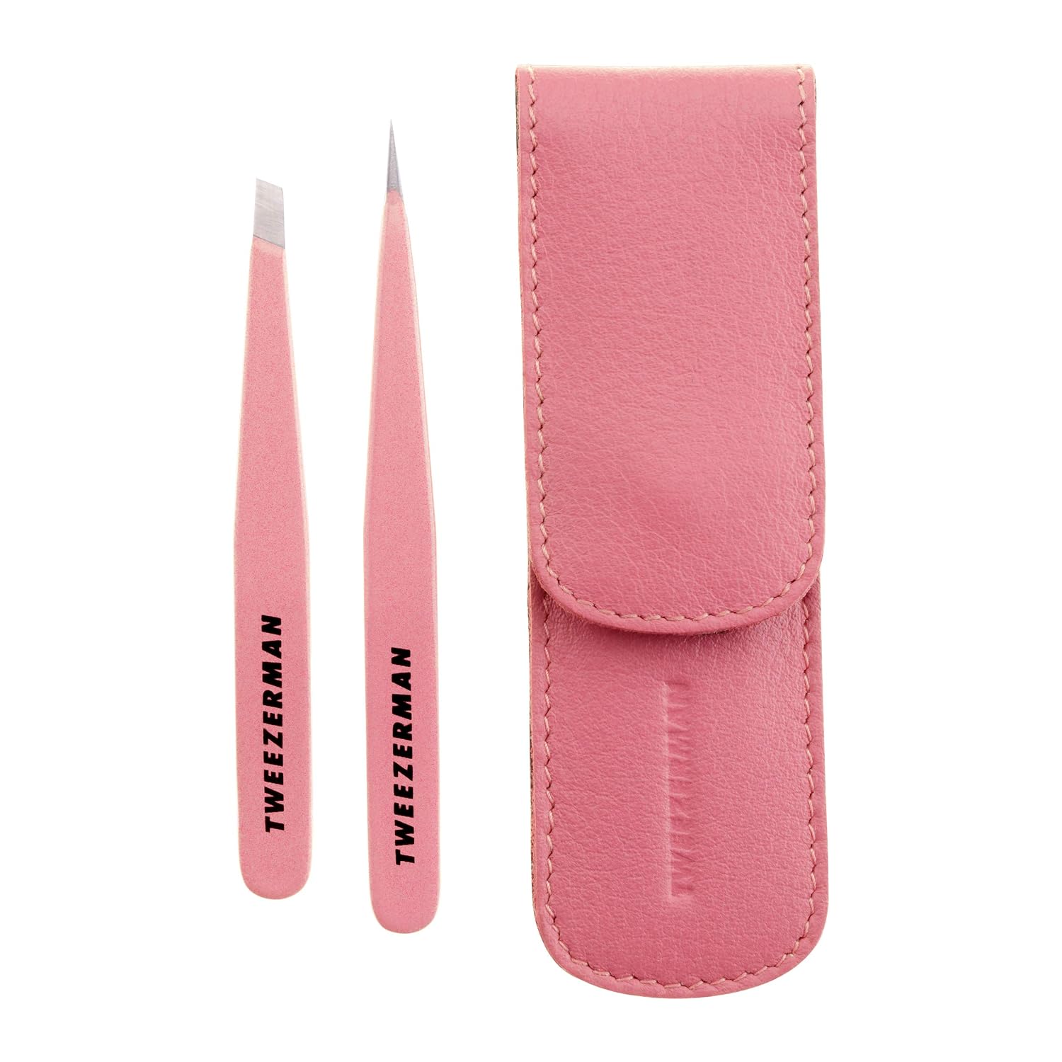 Detalle de Tweezerman 4048-TRRA Petite Tweeze Set, Tea Rose, Slant and Point Tweezers