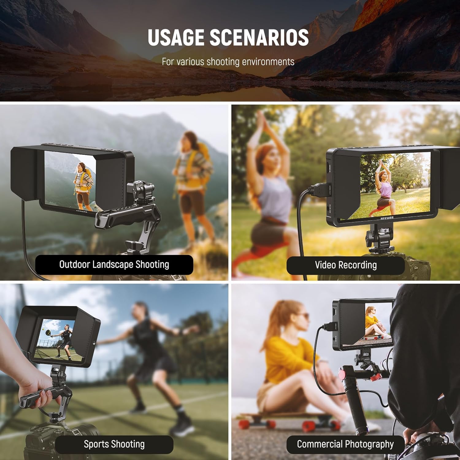Thumbnail 6 de NEEWER MA007 parasole per monitor da campo per fotocamera NEEWER F700, paraluce a tre lati